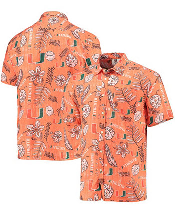 Мужская рубашка на пуговицах с цветочным принтом в винтажном стиле Orange Miami Hurricanes Wes & Willy