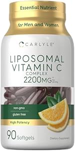 Carlyle Liposomal Vitamin C | 2200mg | 90 Softgels | High Potency Complex Supplement | Non-GMO, Gluten Free Supplement Packaging May Vary Carlyle