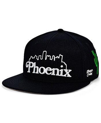 Мужская черная регулируемая шапка Phoenix Skyline Snapback Snapback Rings & Crwns