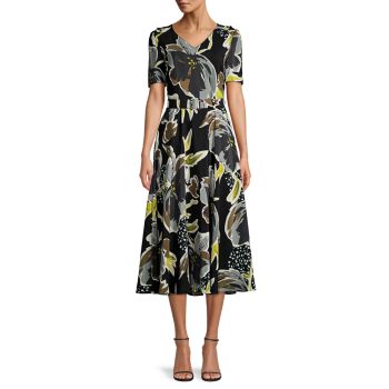 Шелковое платье с цветочным принтом Roland Lafayette 148 New York