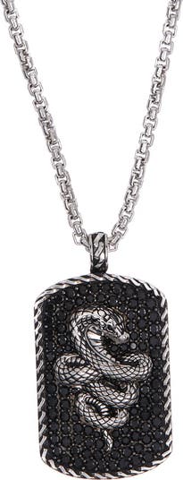 Ожерелье с подвеской из стерлингового серебра с черной шпинелью и змеиным жетоном Effy