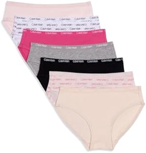 Calvin Klein Girls Bikini Cotton Bikini Stretch Underwear, Set of 7, Sizes S-XL Calvin Klein