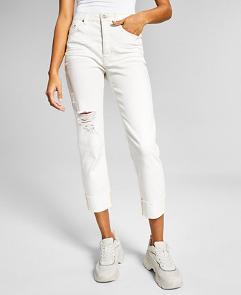 Женские винтажные прямые джинсы с высокой посадкой и манжетами на пуговицах And Now This