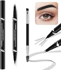 LAVONE Eyebrow Pen,2-IN-1 Dual-ended Waterproof Eyebrow Pencil,with 4 Tip Microblading Eyebrow Pen and Ultra-Precise Brow Pencil,Dual-ended Eyebrow Brush,Eyebrows Makeup for Natural Looking-Dark Brown Lavone