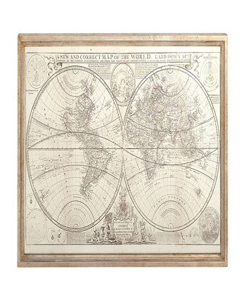 Картина на холсте с картой мира в рамке с золотой рамкой, 48 x 2 x 31 дюйм Rosemary Lane