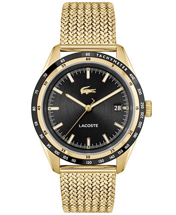 Мужские часы Everett из нержавеющей стали с сетчатым браслетом золотистого цвета, 40 мм Lacoste