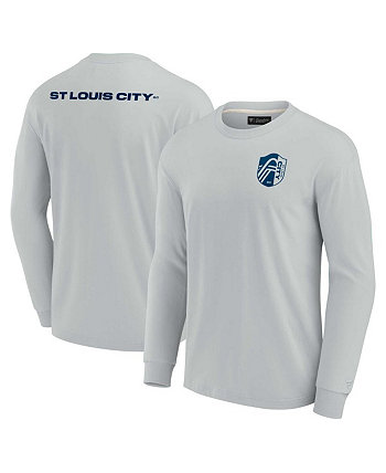 Мужская и женская серая супермягкая футболка с длинным рукавом St. Louis City SC Fanatics Signature