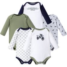 Hudson Baby Infant Boy Cotton Long-Sleeve Bodysuits 5pk, Dirt Bike Hudson Baby