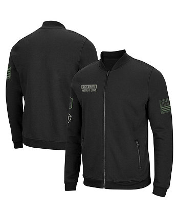 Черная мужская куртка-бомбер Penn State Nittany Lions OHT в стиле милитари с молнией во всю длину Colosseum