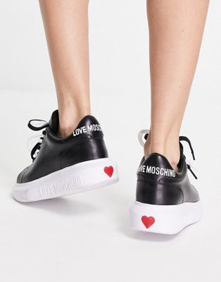 Черные кроссовки на платформе с сердечками Love Moschino LOVE Moschino