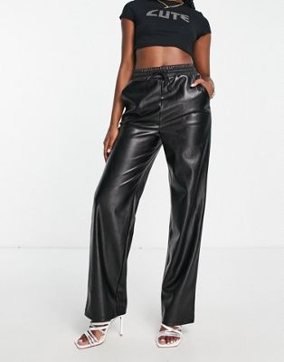 4th & Reckless leather look pants in black 4TH & RECKLESS