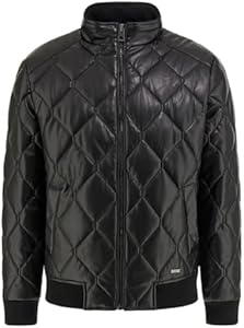 GUESS Men's Quilted Faux Leather Jacket GUESS