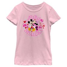 Disney's Mickey Mouse And Minnie Kiss Girls Graphic Tee Disney