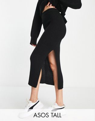 Черная трикотажная юбка миди ASOS DESIGN Tall — часть комплекта ASOS Tall
