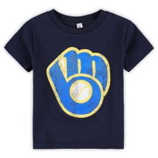 Toddler Soft as a Grape Navy Milwaukee Brewers Cooperstown Collection T-Shirt Soft As A Grape