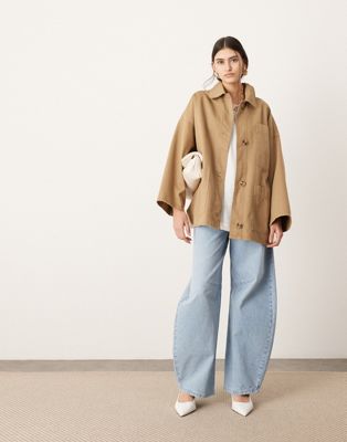 ASOS EDITION oversized mansy shacket in stone ASOS EDITION