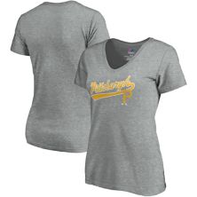 Женская футболка с v-образным вырезом Majestic Heathered Grey Pittsburgh Pirates Showtime Majestic
