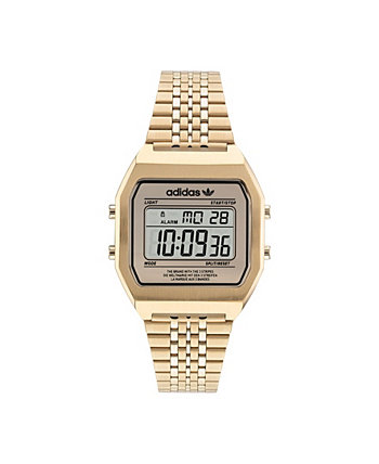 Цифровые часы унисекс с двумя золотыми тонами и браслетом из нержавеющей стали, 36 мм Adidas