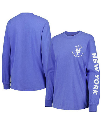 Женская футболка с длинным рукавом Royal New York Mets Team Pigment Dye Soft As A Grape