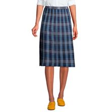 Women's Lands' End School Uniform Plaid Pleated Midi Skirt Lands' End