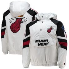Стартовая мужская куртка с капюшоном Miami Heat The Pro III с молнией на четверть бело-черного цвета Starter Starter