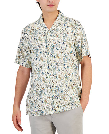 Мужская рубашка Tonno с короткими рукавами и пуговицами с узором пейсли, созданная для Macy's Club Room
