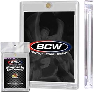 BCW 180 Pt Magnetic Card Holders - 3 Pack | Easy Access Trading Card Protectors | Ideal for Standard Size Cards, 2-Piece Design with Gold Magnet | Hard Plastic Magnetic Card Holder Sleeves Bcw