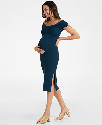 Женское трикотажное платье для беременных с открытыми плечами Seraphine
