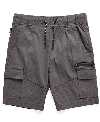 Big Boys Harlow Stretch Tech Fabric Pull-On Cargo Shorts with Moto Detailing Ring of Fire