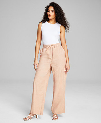 Women's Linen Blend Cargo Pants, Created for Macy's And Now This