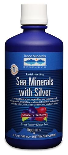 Trace Minerals Research Морские минералы с серебряной клюквой и черникой — 32 жидких унции Trace Minerals ®