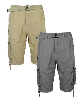 Мужские хлопковые шорты карго с поясом в винтажном стиле, упаковка из 2 шт. Blu Rock
