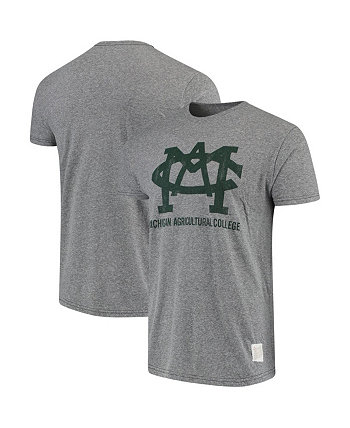 Men's Heathered Gray Michigan State Spartans Michigan Agricultural College Tri-Blend Vintage-Like T-shirt Original Retro Brand
