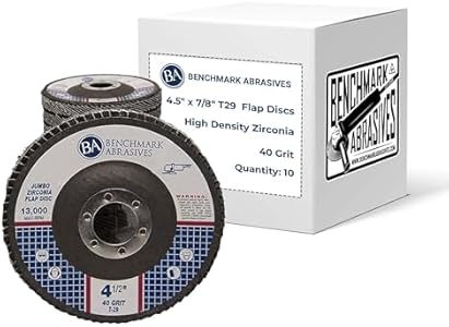 Benchmark Abrasives 4.5" x 7/8" Premium High Density Jumbo Zirconia Type 29 Flap Discs 4 1/2 for Angle Grinder, Sanding Discs, Finishing - Grinding Wheels 4 1/2 Inch - (10 Pack) Mixed Grit Pack Benchmark Abrasives