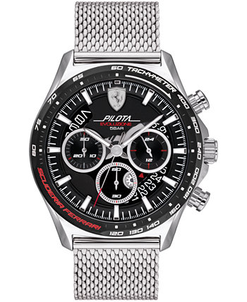 Мужские часы с хронографом Pilota Evo из нержавеющей стали с сетчатым браслетом, 44 мм Ferrari