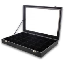 Black Jewelry Display Tray with Velvet Lining for Gemstones, Rocks (24 Slots, 14 x 9.5 x 2 In) Juvale