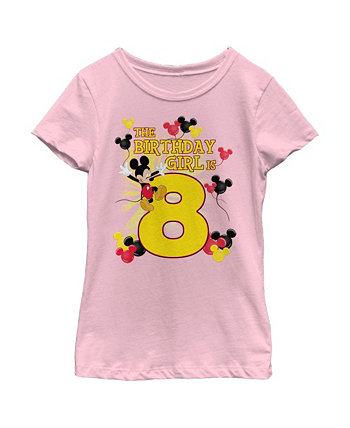 Girl's Mickey & Friends Mickey Mouse The Birthday Girl is 8  Child T-Shirt Disney