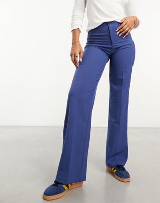 Широкие брюки строгого кроя пыльно-синего цвета Bershka Bershka