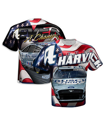 Мужская белая сублимированная патриотическая футболка Кевина Харвика Stewart-Haas Racing Team Collection
