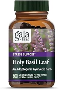 Gaia Herbs Pro Holy Basil Leaf - Stress Support Supplement with Holy Basil - Herbal Supplements to Support a Positive Mindset - 60 Liquid Phyto-Caps (Жидкие фитокапсулы) Gaia Herbs