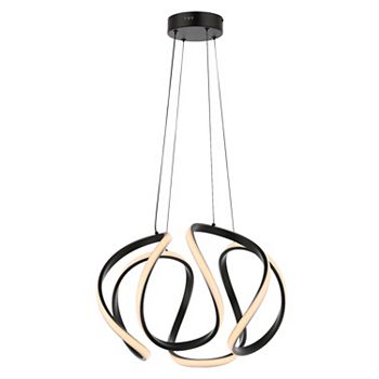 18.5" 1-light Contemporary Designer Aluminum/iron Scribble Integrated Led Pendant Light, Black Jonathan Y Designs