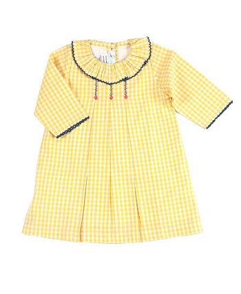 Плиссированное платье в мелкую клетку с вышивкой для девочек для малышей Cuclie