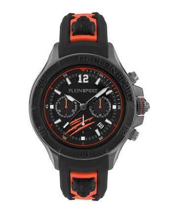 Men's Warrior Tech Chronograph Date Quartz Orange Silicone 47.5MM Plein Sport