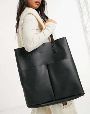 Черная большая сумка Claudia Canova с двумя карманами и съемным мешочком без подкладки Claudia Canova