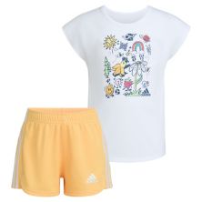 Toddler Girl adidas Doodle Graphic Tee & Mesh Shorts Set Adidas