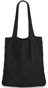 Ayieyill Crochet Tote Bag For Women, Crochet Mesh Beach Tote Bag Summer Vacation Aesthetic Boho Knit Bag for Women Ayieyill