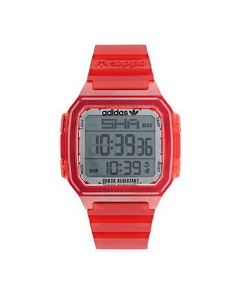 Часы унисекс Gmt Digital One Gmt с красным полимерным ремешком, 47 мм Adidas