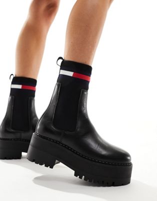 Черные ботинки челси на плоской платформе Tommy Jeans Tommy Jeans