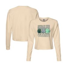 Women's Natural Michigan State Spartans Comfort Colors Basketball Cropped Long Sleeve T-Shirt Image One