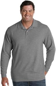 Harbor Bay by DXL Men's Big and Tall Honeycomb Pique Polo Shirt | Long Sleeves with Ribbed-Knit Collar and 2-Button Placket Harbor Bay